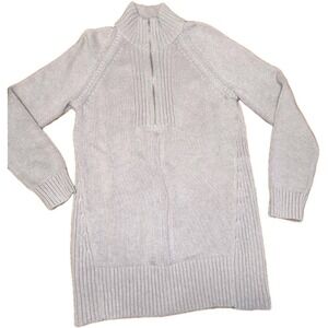 Carlise Cotton Cashmere Tunic Sweater Cable Knit Quarter Zip Fisherman Small